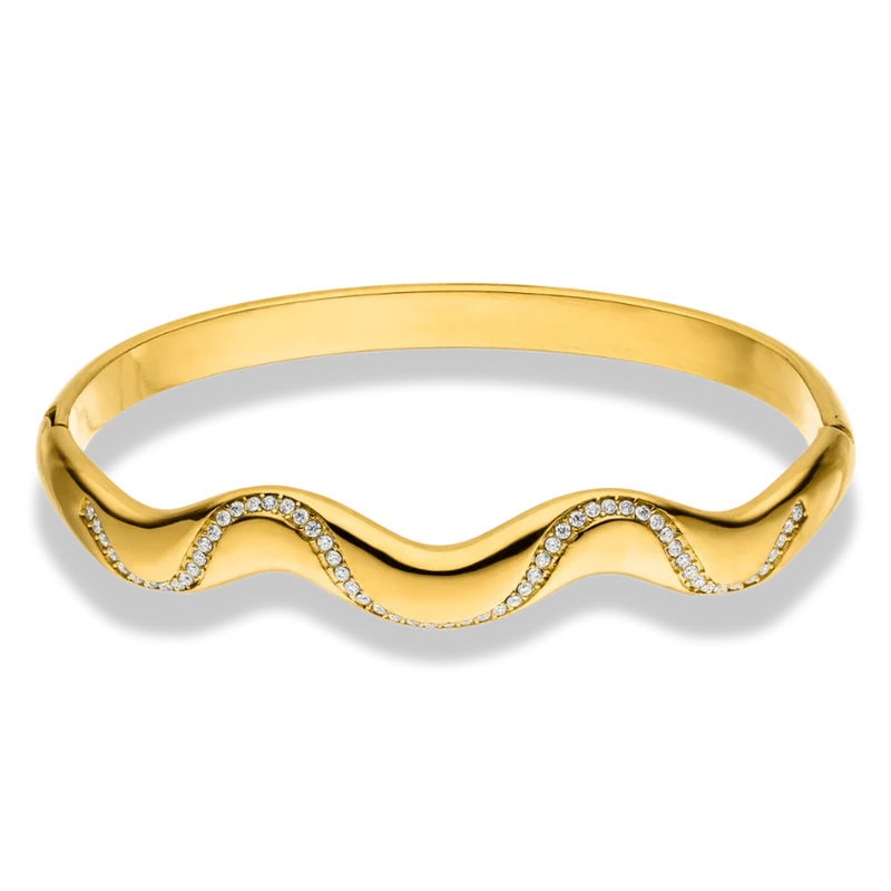 Wavy Pave Armreif 14K Vergoldet