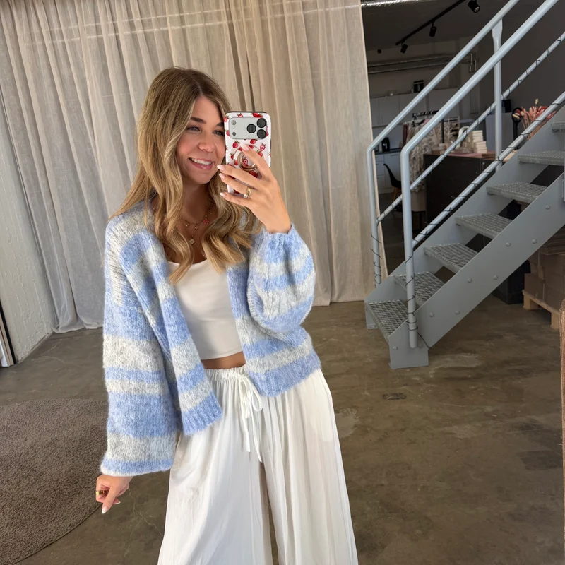 Strickjacke Soft Stripes - Blau