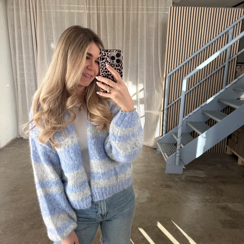 Strickjacke Soft Stripes - Blau