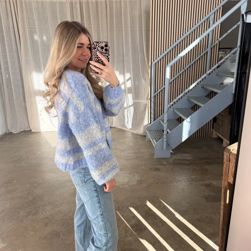Strickjacke Soft Stripes - Blau