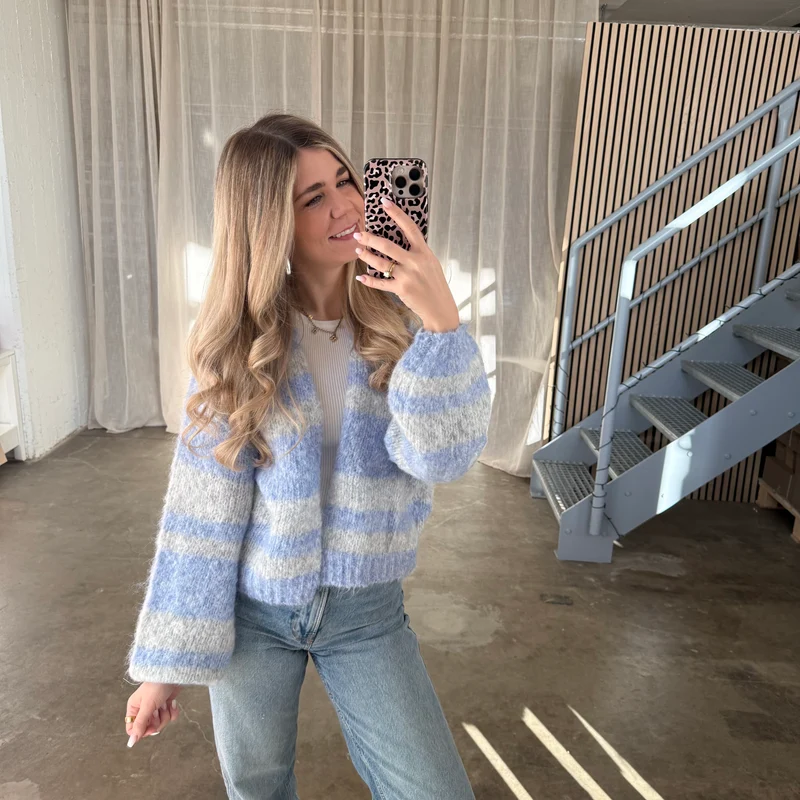 Strickjacke Soft Stripes - Blau