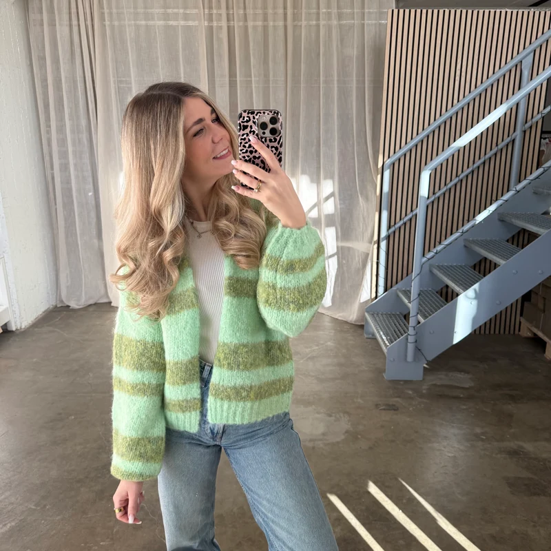 Strickjacke Soft Stripes - Grün