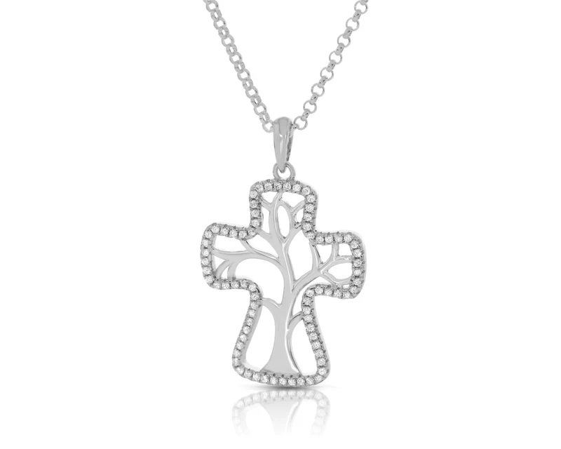 Schmuck Kreuz Lebensbaum Kette 925 Silber Anhänger Taufe Kommunion