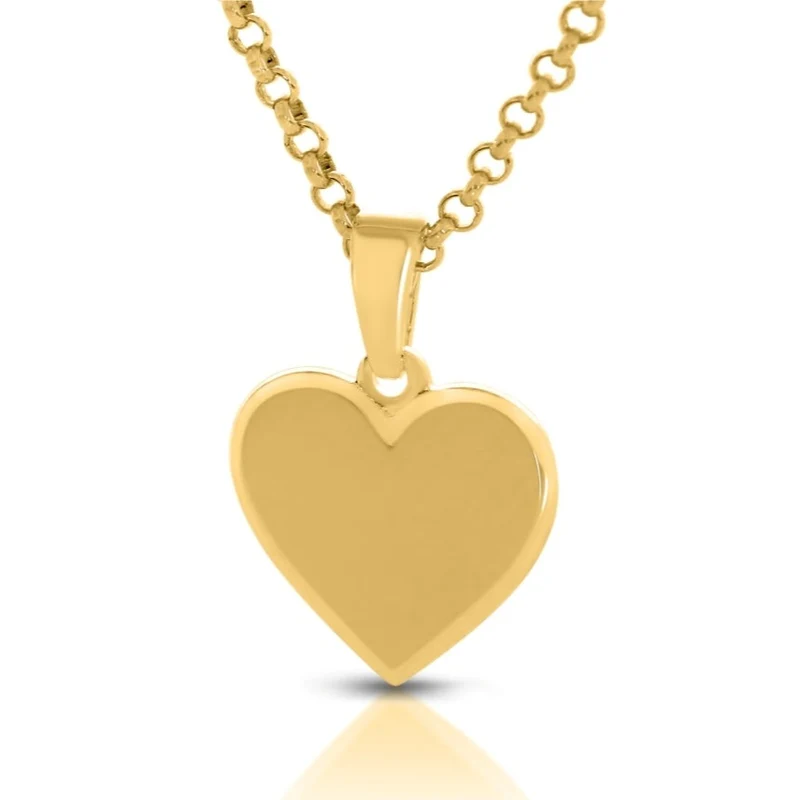 Kette Herz Anhänger glänzend vergoldet Gravur Schmuck