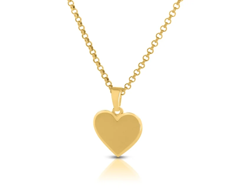 Kette Herz Anhänger glänzend vergoldet Gravur Schmuck