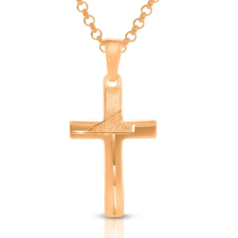 Schmuck zur Taufe rosé vergoldet Kreuz Kette rosé