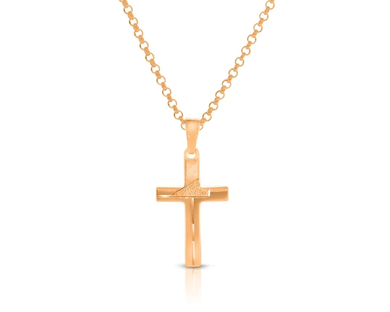 Schmuck zur Taufe rosé vergoldet Kreuz Kette rosé