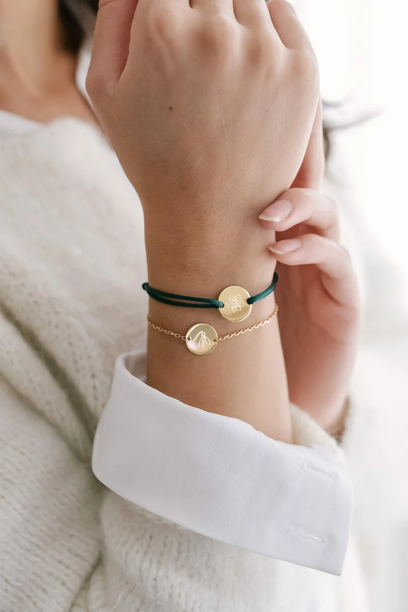 Geboortebloem Round Armband - Verguld - Gepersonaliseerde Armband