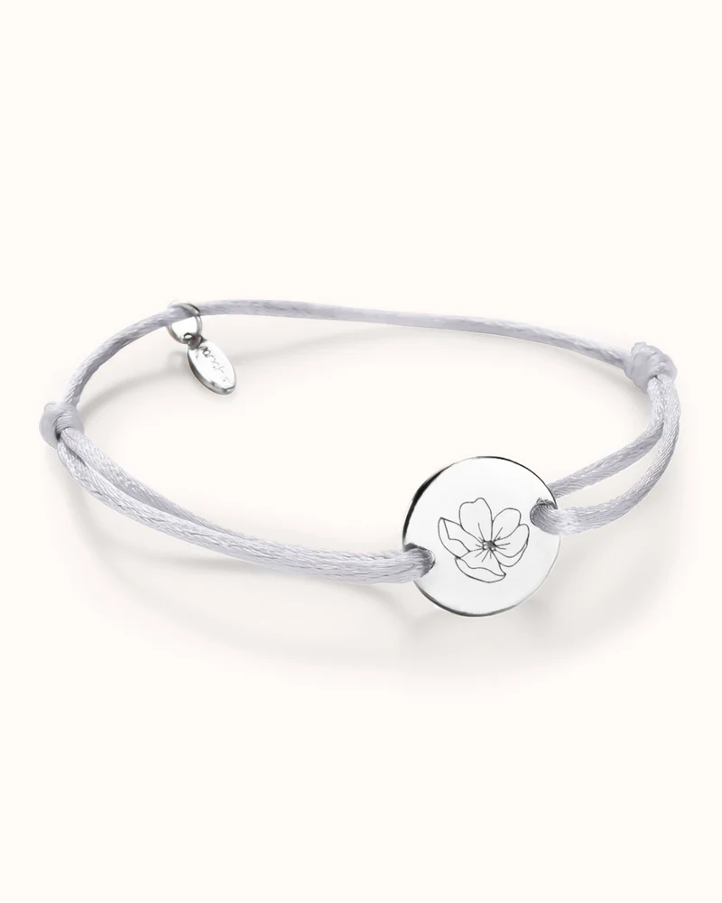 Geboortebloem Round Armband - Zilver - Gepersonaliseerde Armband