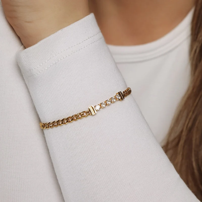 5 Stone Armband | 18K vergoldet