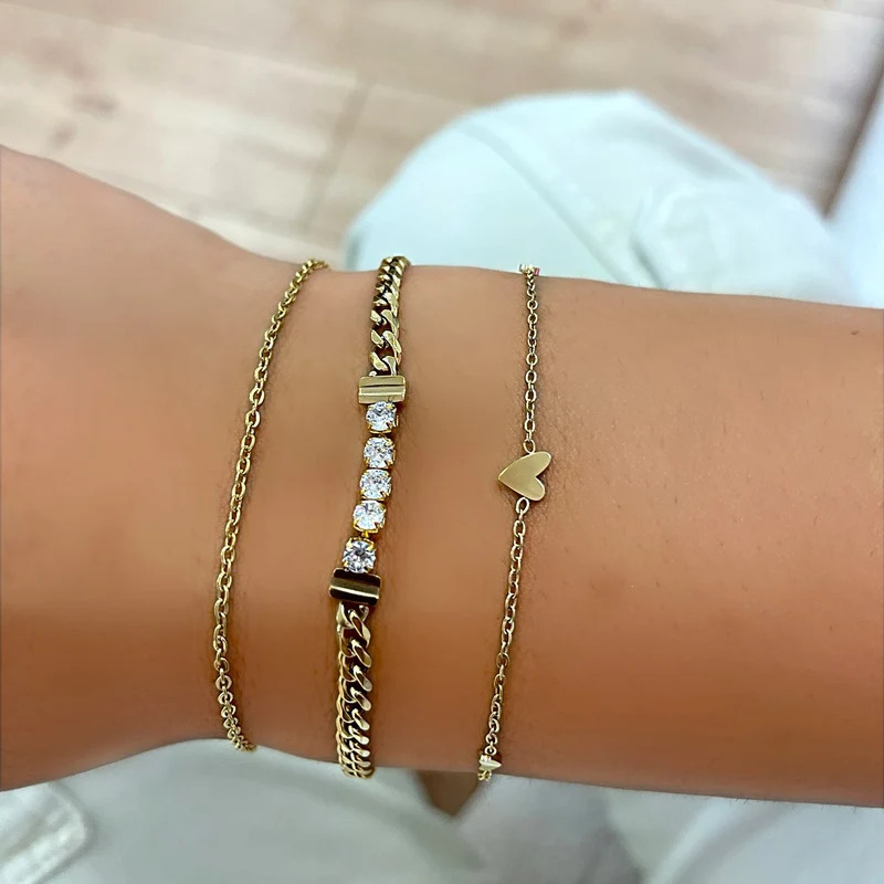 5 Stone Armband | 18K vergoldet