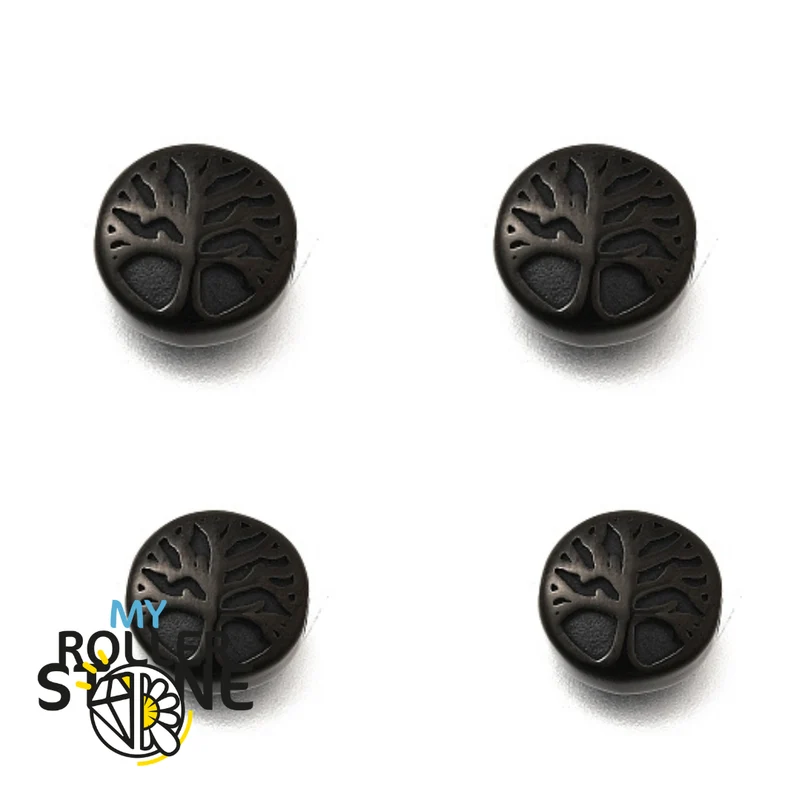 Edelstahlperle, schwarze Blume des Lebens