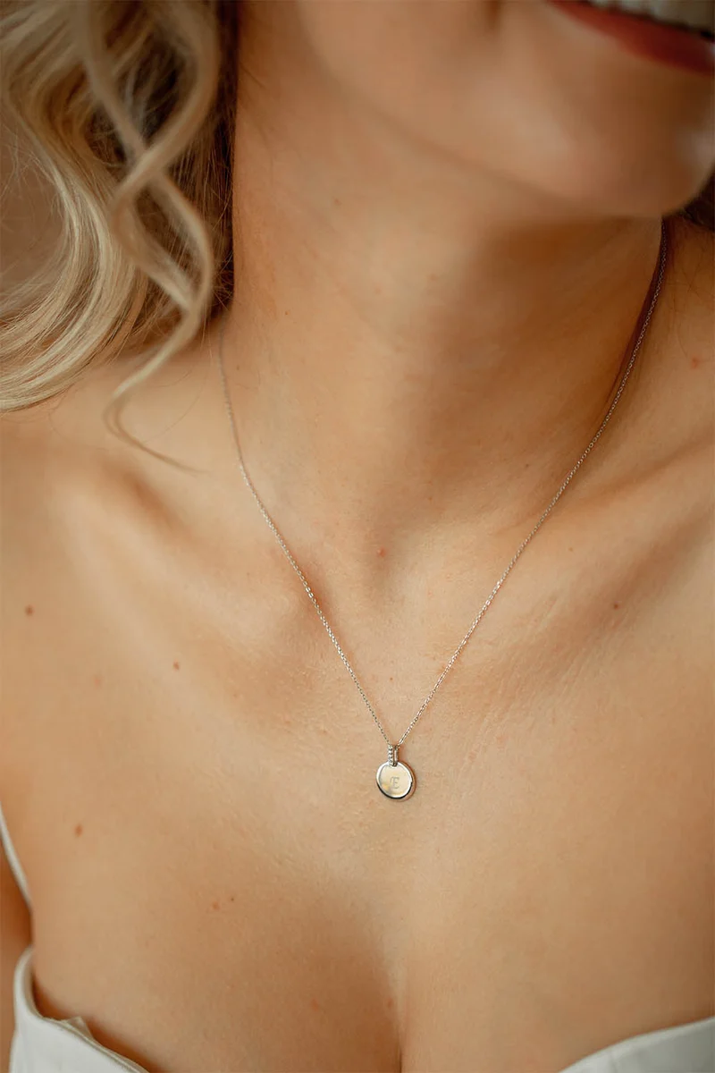Engravable Round Pavé Necklace