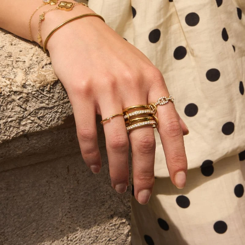 Quadruple Pave Infinity Ring 14K Vergoldet