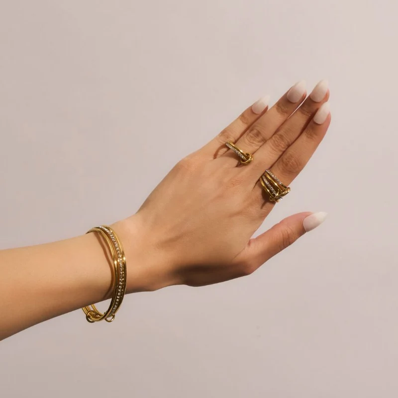 Quadruple Pave Infinity Ring 14K Vergoldet