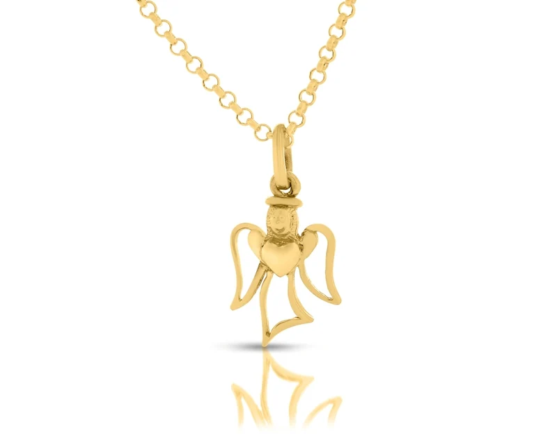 Schutzengel vergoldet 925 Silber Kette Engel Schmuck Herz zur Taufe