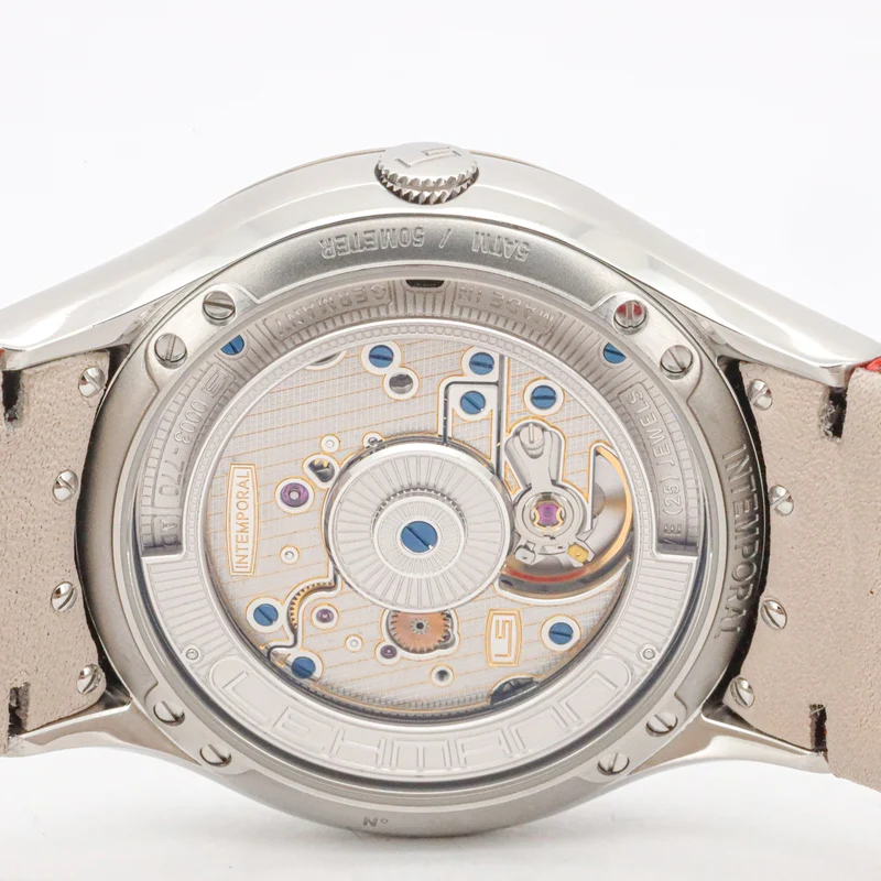 Lehmann Intemporal Diamonds 38mm LS0003-005-01-060404-05D Red Dial Alligator Edelstahl Dif34509 X