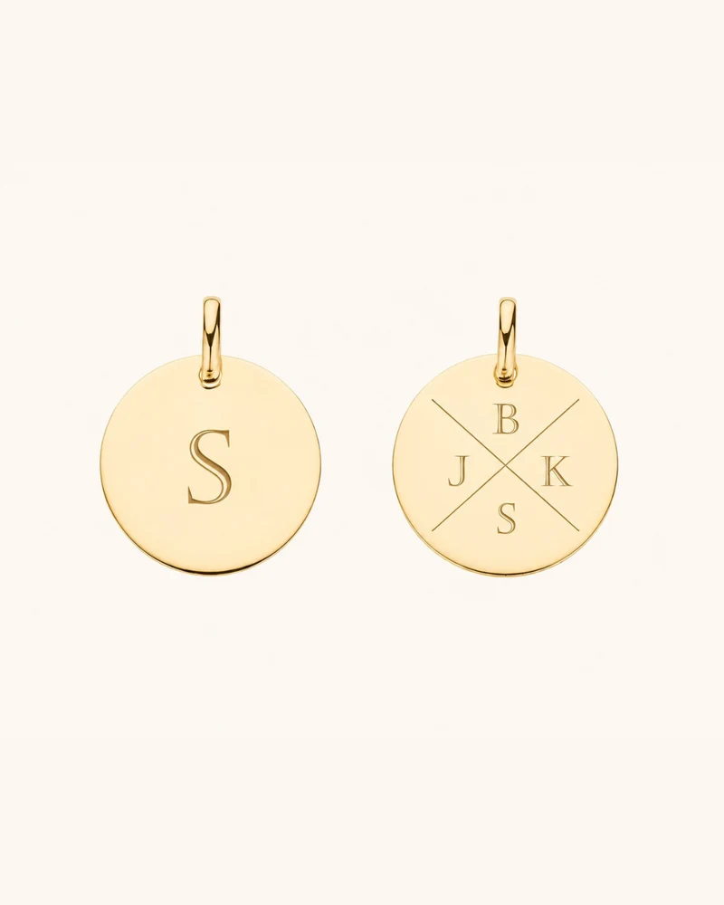 14k Gepersonaliseerde Losse Initial Coin Bedel - Initial Bedel