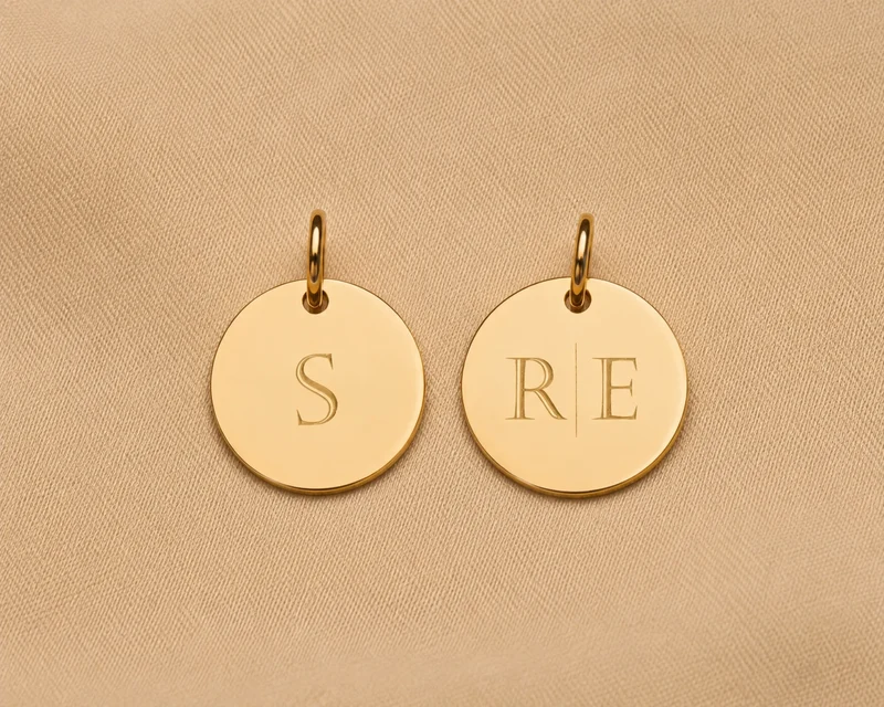 14k Gepersonaliseerde Losse Initial Coin Bedel - Initial Bedel