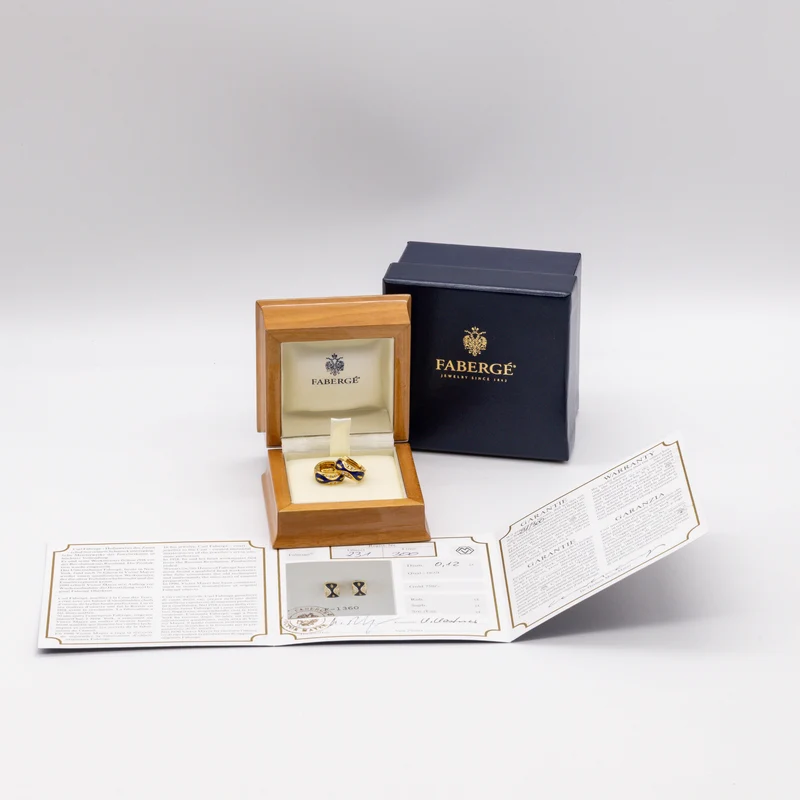 Fabergé Ohrringe / Creolen – 750/18 Karat Emaille 12 Brillanten F-1360