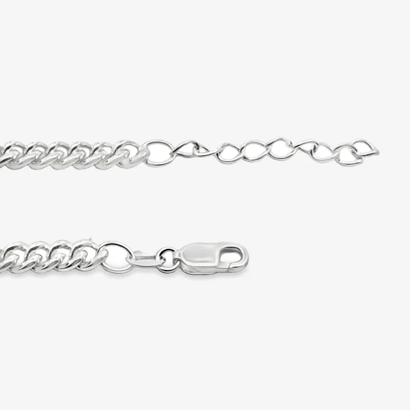 Men's Silver Slim Curb Link Bracelet, 22cm