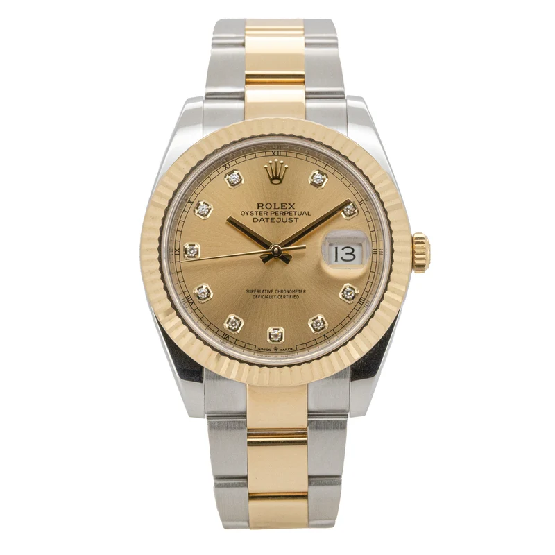 Rolex Datejust 41 126333 Oyster Stahl Gold Diamond Dial Automatik LC100 X