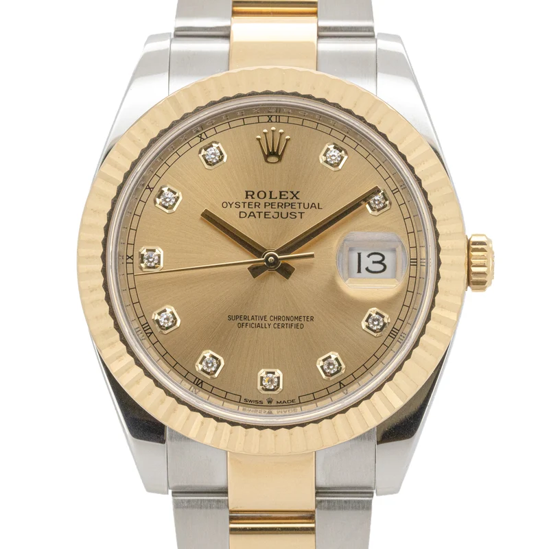 Rolex Datejust 41 126333 Oyster Stahl Gold Diamond Dial Automatik LC100 X