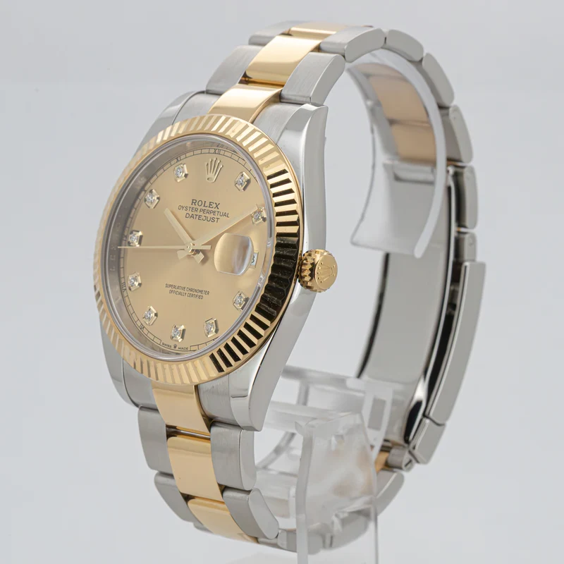 Rolex Datejust 41 126333 Oyster Stahl Gold Diamond Dial Automatik LC100 X