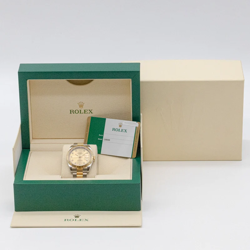 Rolex Datejust 41 126333 Oyster Stahl Gold Diamond Dial Automatik LC100 X