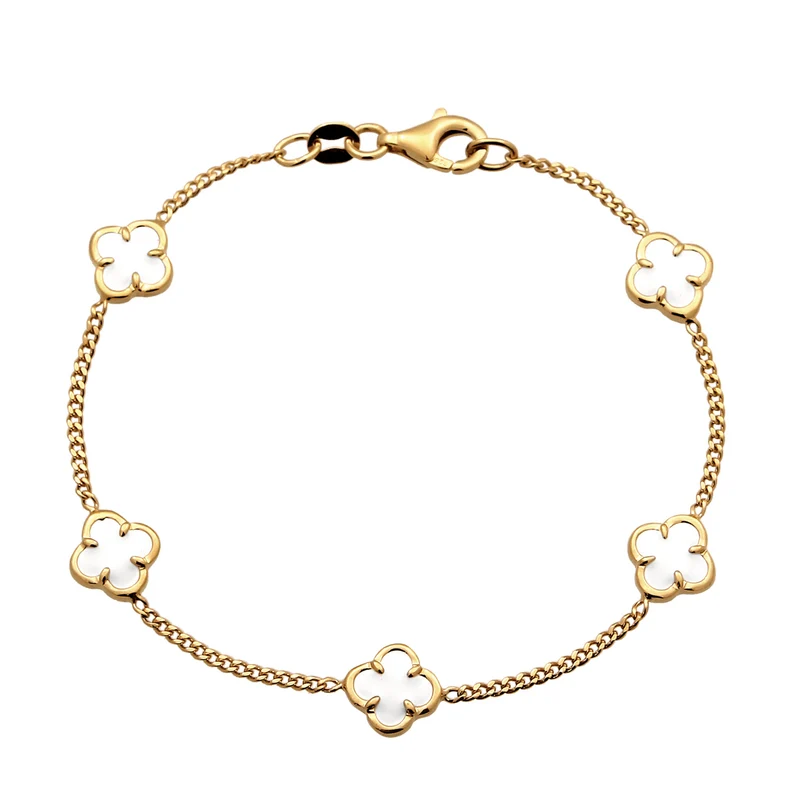 Armband Kleeblatt | Emaille (Weiß)