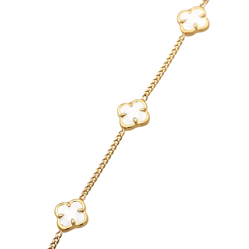 Armband Kleeblatt | Emaille (Weiß)