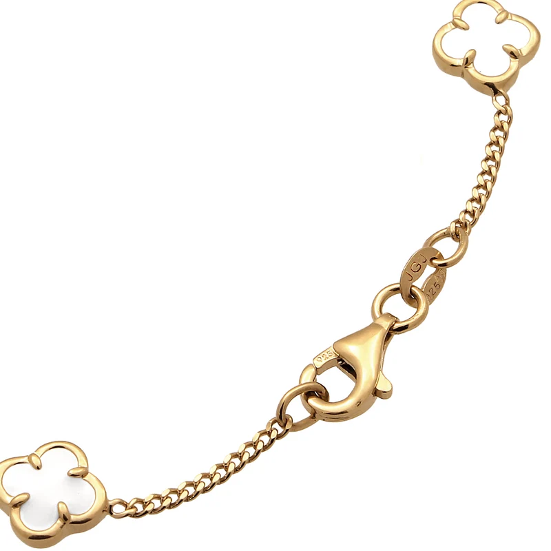 Armband Kleeblatt | Emaille (Weiß)