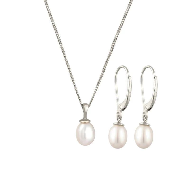 Schmuckset | Süßwasserzuchtperlen (Weiß)