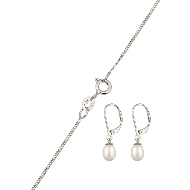 Schmuckset | Süßwasserzuchtperlen (Weiß)