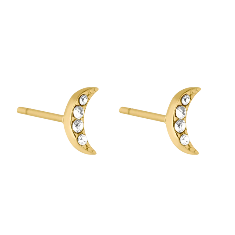 Minimal Crescent Ohrstecker 14K Vergoldet
