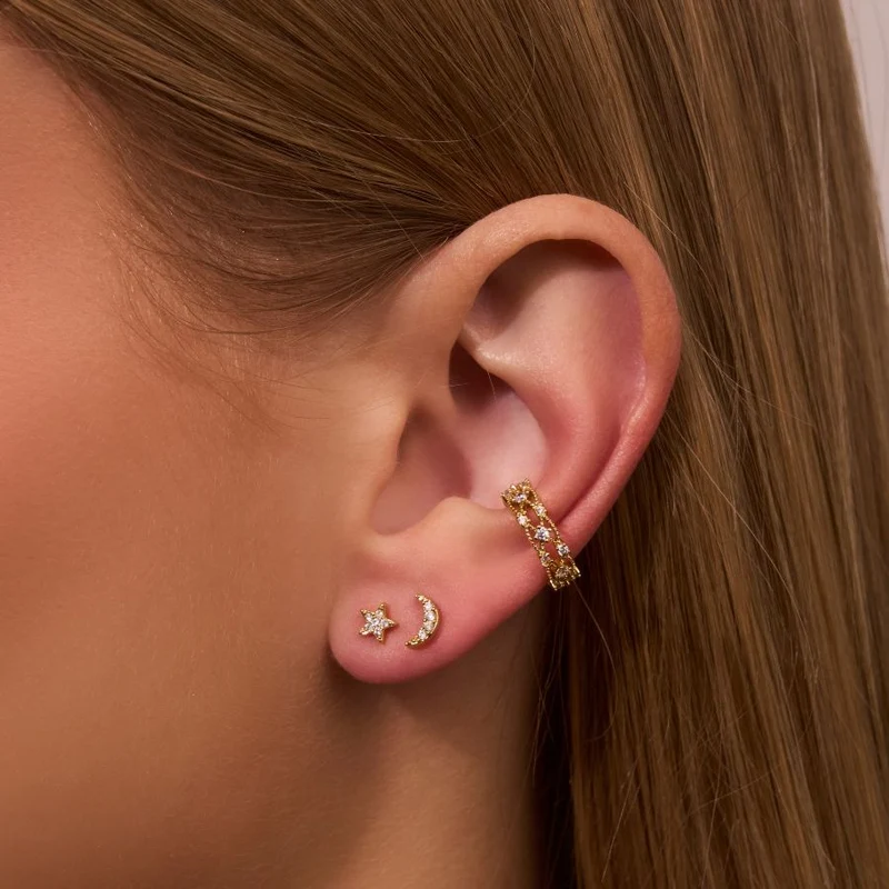Pave Star Ohrstecker 14K Vergoldet