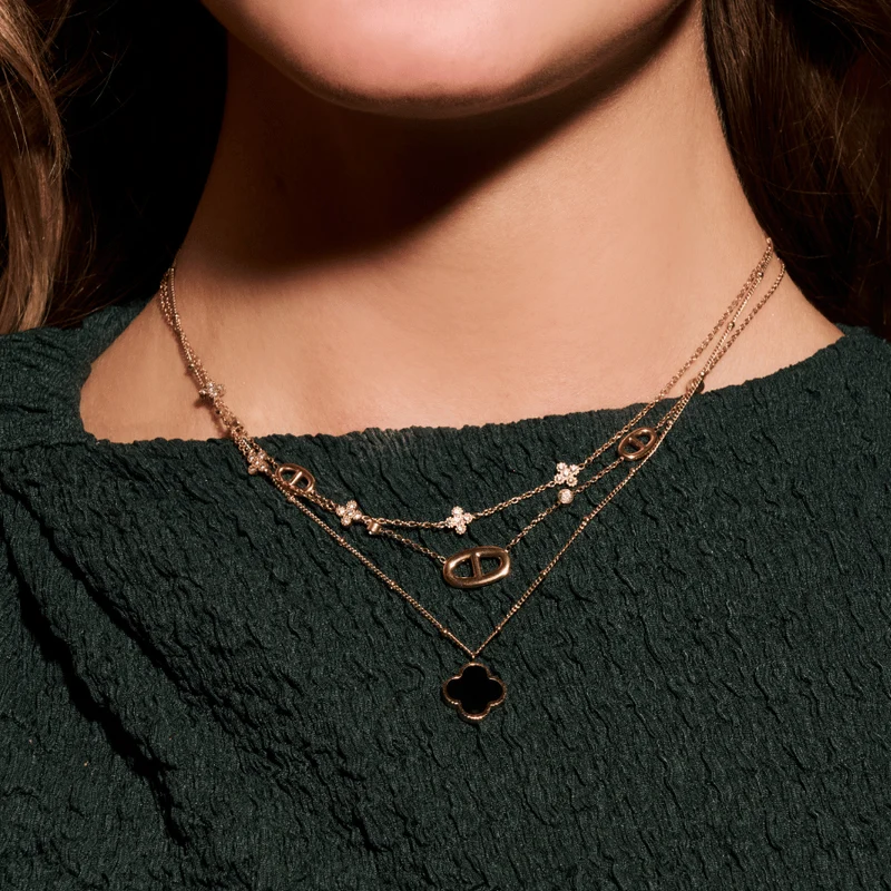 Noir Lucky Leaf Kette 14K Vergoldet