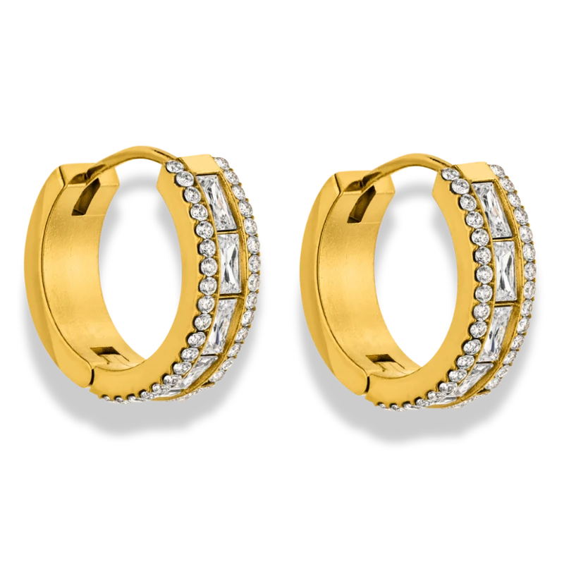 Irene Spark Huggie Hoop Ohrringe 14K Vergoldet