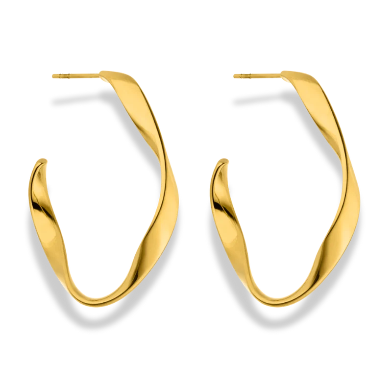 Curved Meltdown String Ohrstecker 14K Vergoldet