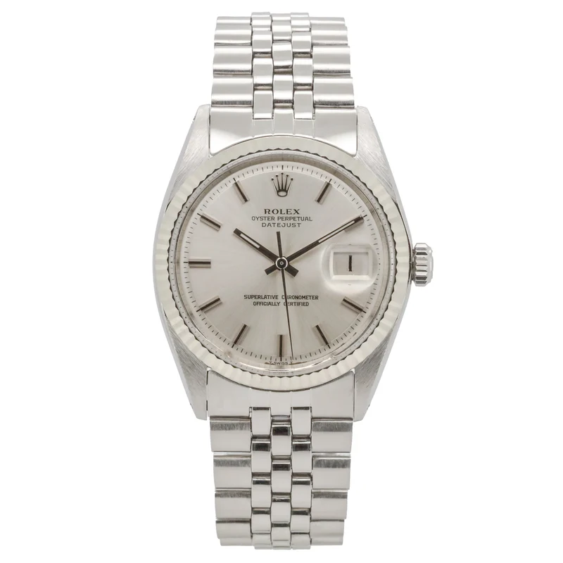Rolex Datejust 36 1601 Jubilee silverdial Edelstahl Weißgold Service Paper AVS19051