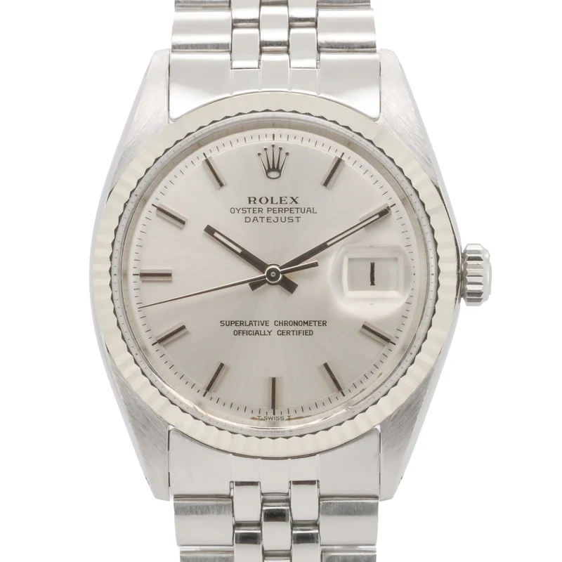 Rolex Datejust 36 1601 Jubilee silverdial Edelstahl Weißgold Service Paper AVS19051