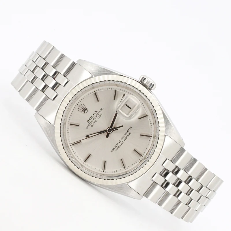 Rolex Datejust 36 1601 Jubilee silverdial Edelstahl Weißgold Service Paper AVS19051