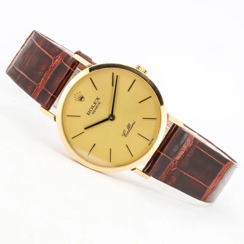 Rolex Cellini 32mm 4112 750 Gold Leder Alligator Handaufzug AVS19050
