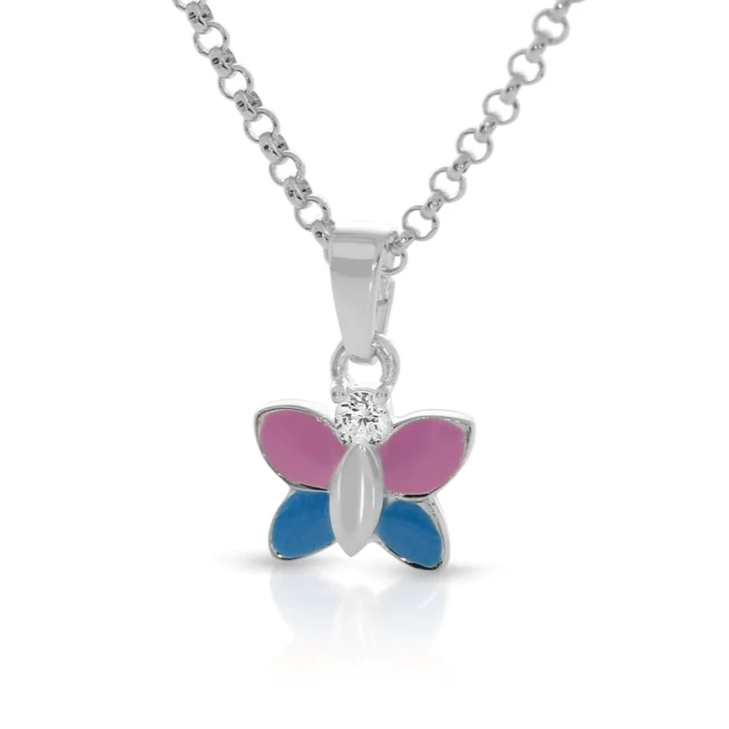 Kette Schmetterling bunt Kinderschmuck Geschenk 925 Silber