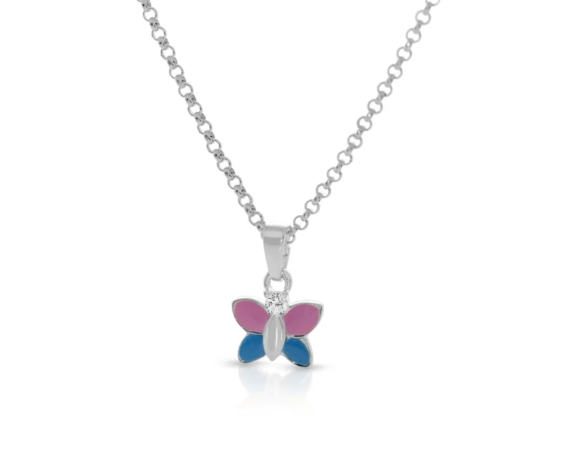 Kette Schmetterling bunt Kinderschmuck Geschenk 925 Silber