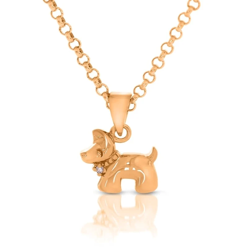Hunde Anhänger Kette rosé vergoldet Mädchen Schmuck