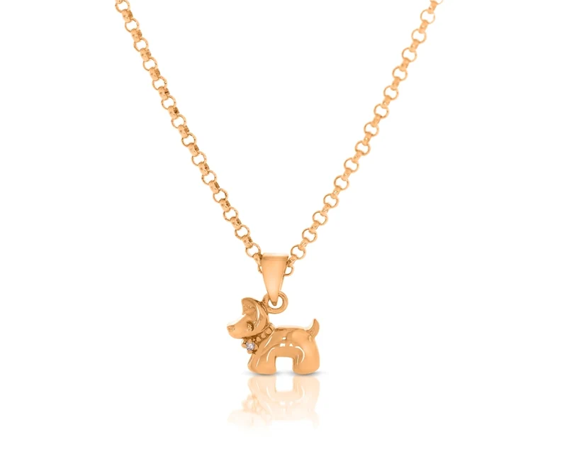 Hunde Anhänger Kette rosé vergoldet Mädchen Schmuck