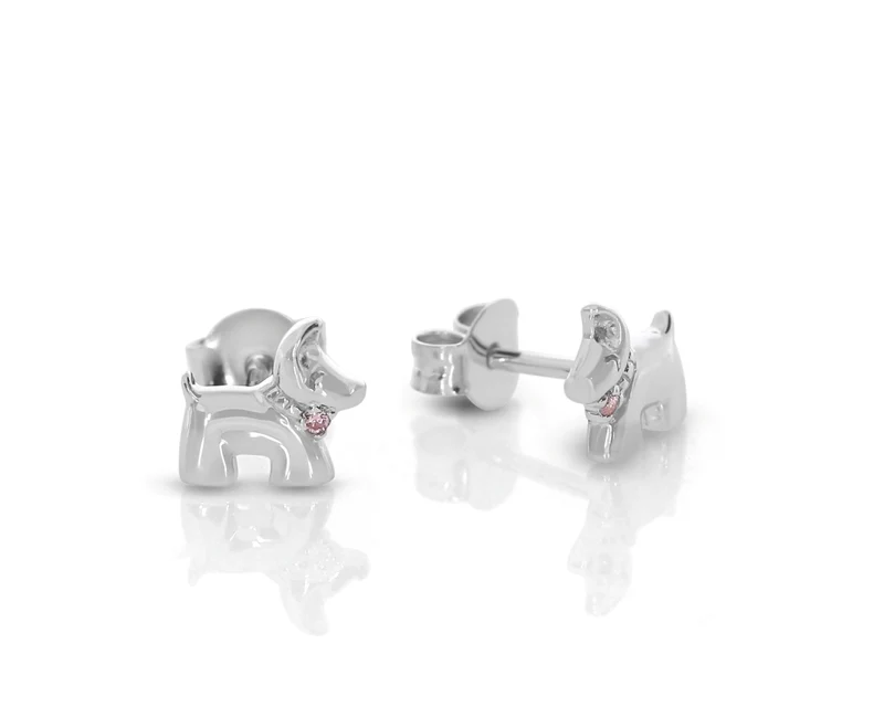 Ohrstecker Hund mit Zirkonia rosa Kinderschmuck Mädchen