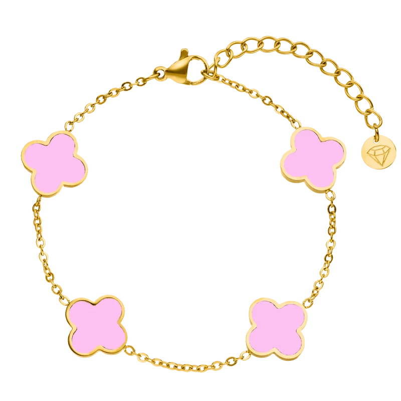 Pink Clover Armband | 18K vergoldet