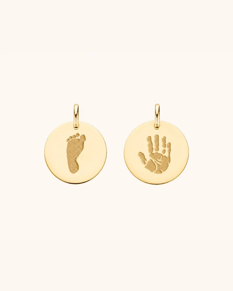 14k Gepersonaliseerde Losse Hand en Voetafdruk Bedel - Gepersonaliseerd Sieraad